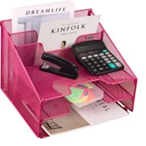 VANRA Metal Mesh Desktop File Organizer Pink, brand NEW in box